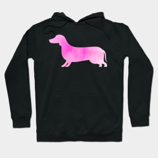 Dachshund Dog Pink watercolor Silhouette Hoodie